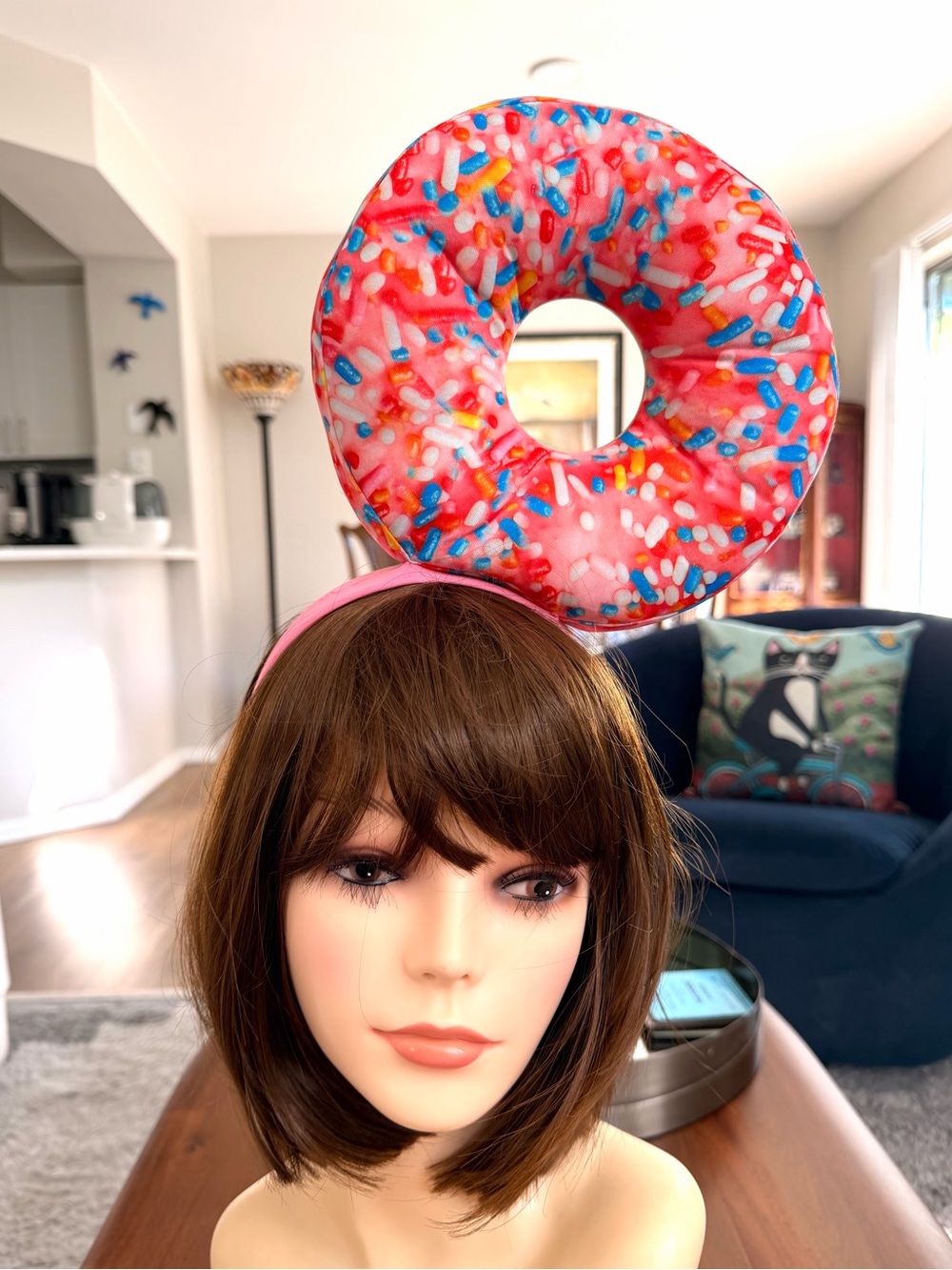 Giant Sprinkle Donut Headband Costume Fascinator Novelty Halloween Pink